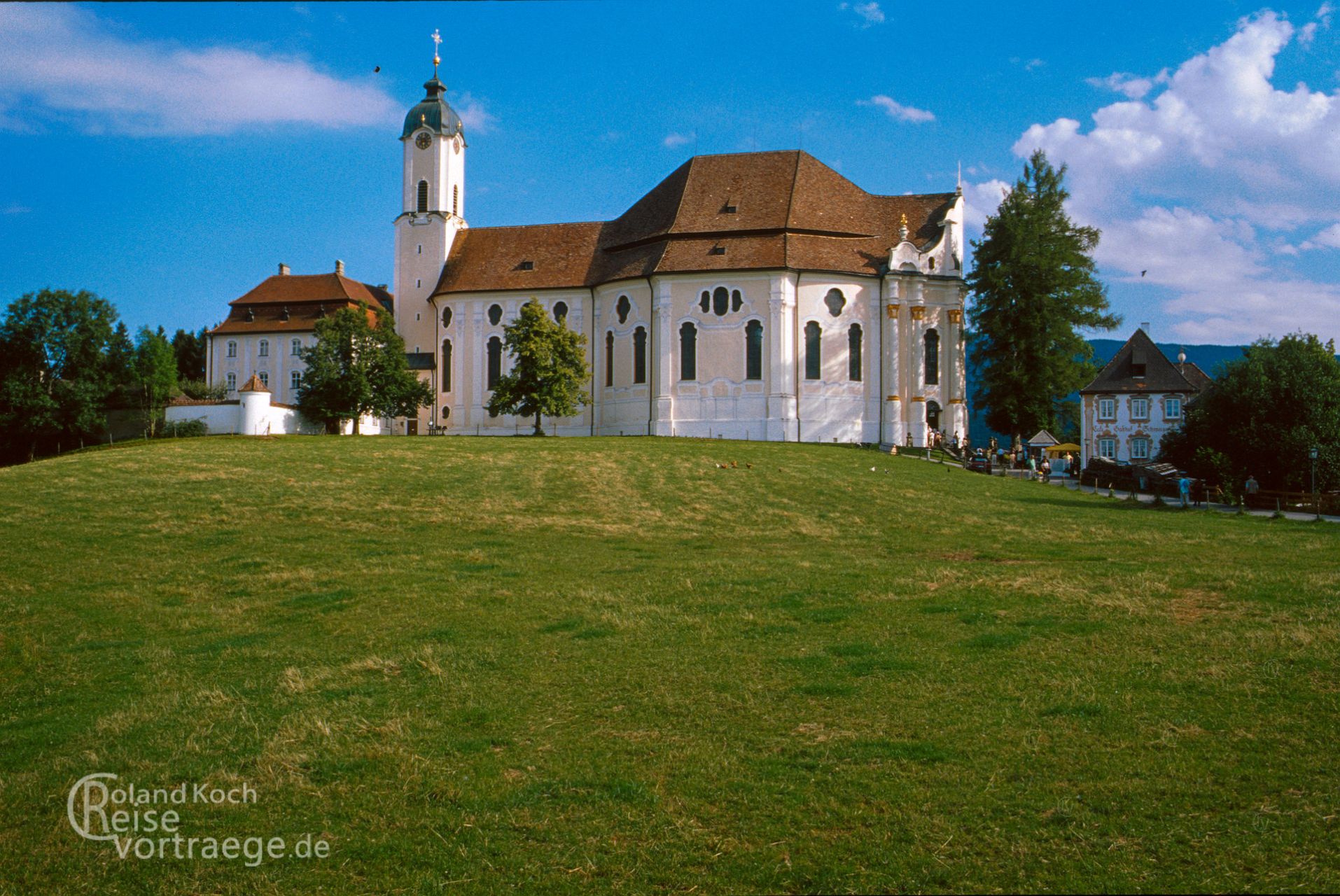 with children by bike over the Alps, Via Claudia Augusta, Wieskirche at Steingaden